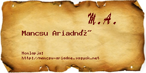 Mancsu Ariadné névjegykártya